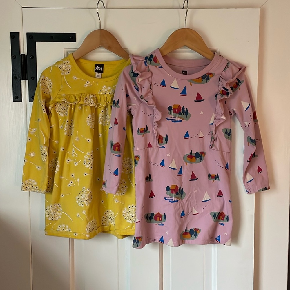Tea Collection (2) dresses, 3T in yellow and pink
